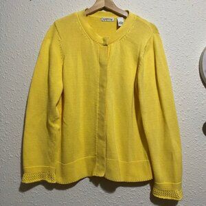 Orvis Womens Yellow Cotton Button Front Cardigan Sweater Size Medium knit
